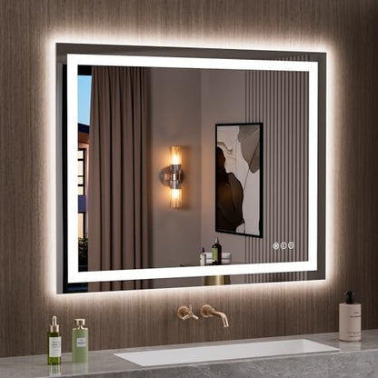LOAAO 39.4"x31.5" LED Bathroom Mirror with Lights, UL Listed