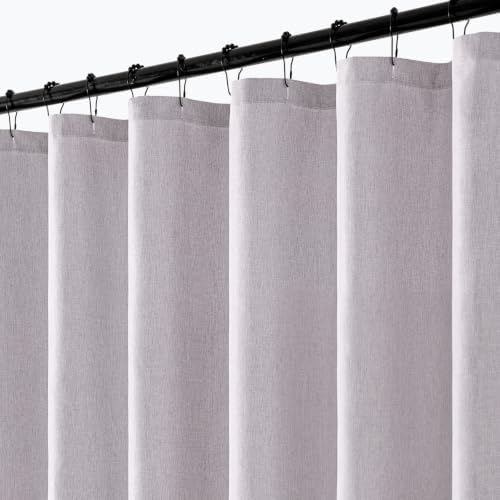 ANRODUO Lavender Linen Textured Fabric Shower Curtain Set - W72xL72