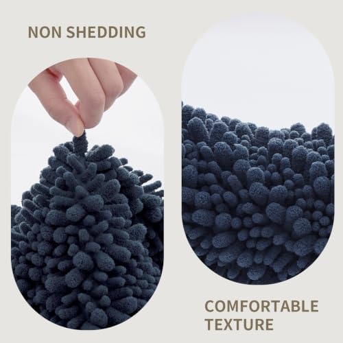Bathroom Rugs Non Slip Washable 36x24, Extra Thick Soft Chenille Absorbent Bath Mat, High Density Barrier Non Slip Backing, Quick Dry Plush Shaggy Floor Carpet for Tub&Shower, Blue