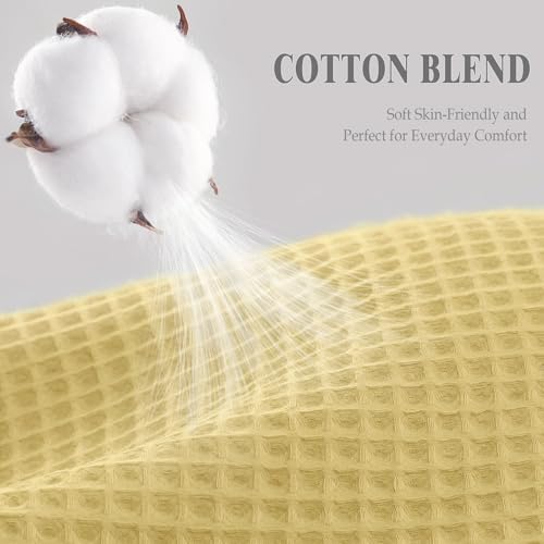 Waffle Weave Shower Curtain Heavyweight Cotton Fabric Yellow 72Wx72L