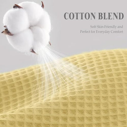 Waffle Weave Shower Curtain Heavyweight Cotton Fabric Yellow 72Wx72L