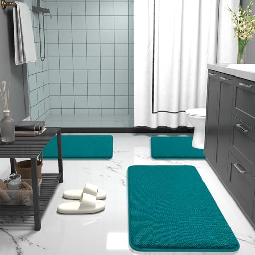 OLANLY Memory Foam Bathroom Runner Rug 44x24, Absorbent Long Mat, Deep Lake