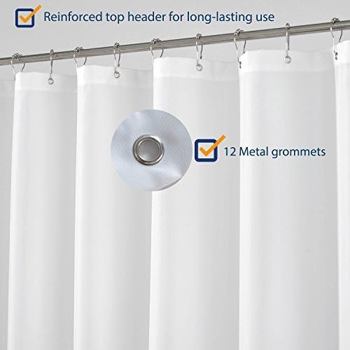 N&Y HOME Short Fabric Shower Curtain Liner 72 W x 60 H inches, White