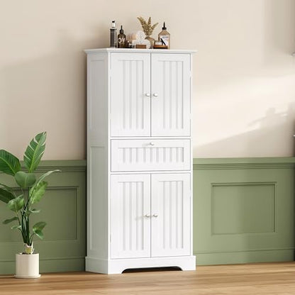 ChooChoo 51" H Bathroom Floor Cabinet with Drawer and Adjustable Shelves