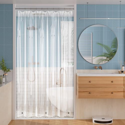 Titanker Plastic Shower Curtain Liner, Clear Shower Liner PEVA 60x78 Lightweight Waterproof Shower Curtains for Bathroom with Magnets and Rustproof Grommets