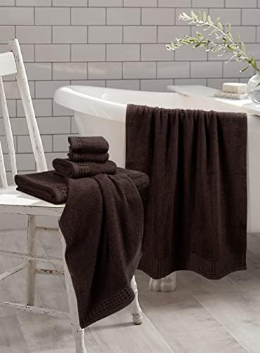 GLAMBURG 100% Cotton Ultra Soft 6 Pack Towel Set, Contains 2 Bath Towels 28x55 Inches, 2 Hand Towels 16x24 Inch & 2 WashCoths 12x12 Inches, Compact Absorbent Lightweight & Quickdry - Chocolate Brown