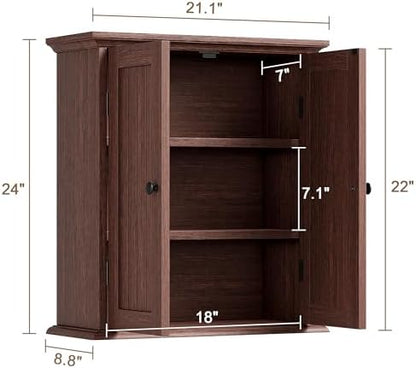 ChooChoo Bathroom Wall Cabinet with 2 Doors, Over The Toilet, Farmhouse