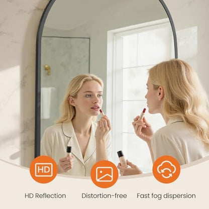 Sweetcrispy 38x30 Bathroom Mirrors for Wall, Arched Mirror for Over Sink