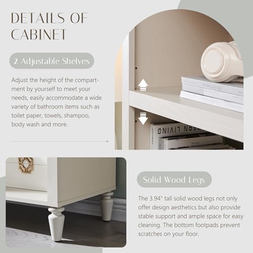 IFBUY 76" Arched Bathroom Storage Cabinet, Large Arched Cabinet, Cream