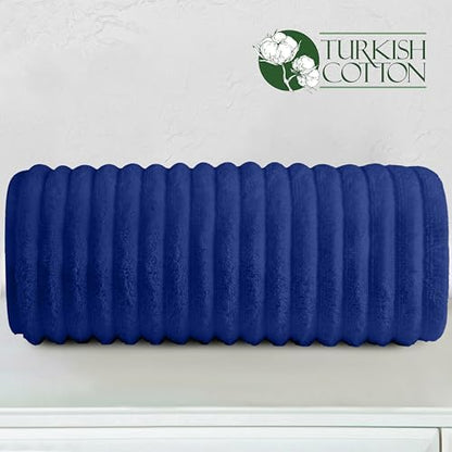 Elegant Comfort 100% Turkish Cotton Corduroy Ribbed Luxury Jumbo Bath Towel Ultra Soft - 35 x 70 Inch - Luxury Spa Premium Hotel Quality Highly Absorbent and Quick Dry Large Bath Towel, Royal Blue