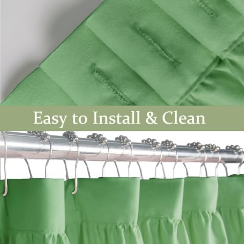 Farmhouse Ruffle Shower Curtain, Light Green, 72 x 72 in