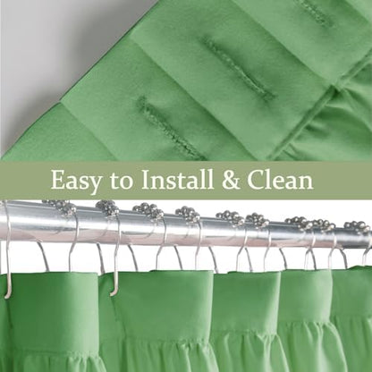 Farmhouse Ruffle Shower Curtain, Light Green, 72 x 72 in
