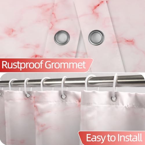 Red Marble Waterproof Bathroom Shower Curtain 72x72 inches