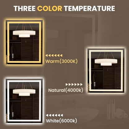 LOAAO 35.4"x29.9" LED Bathroom Mirror with Lights, UL Listed