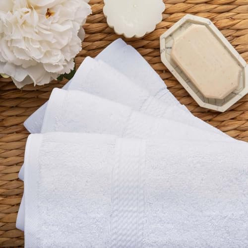 SUPERIOR Egyptian Cotton Plush & Absorbent, Hand Towel Set of 4, White