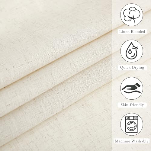 KGORGE Natural Linen Blend Sheer Shower Curtains for Bathroom
