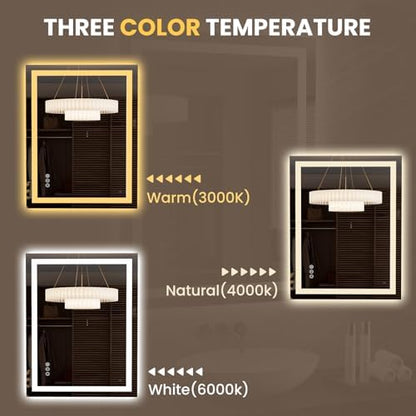 LOAAO 27.6"x35.4" LED Bathroom Mirror with Lights, UL Listed