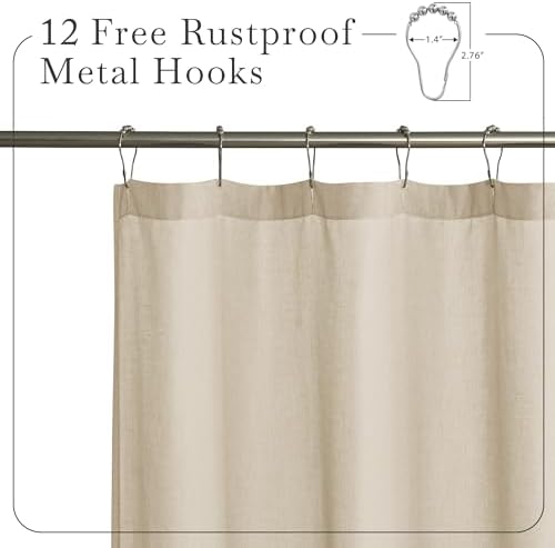 KGORGE Linen Blend Semi-Sheer Shower Curtains Lightweight for Bathroom