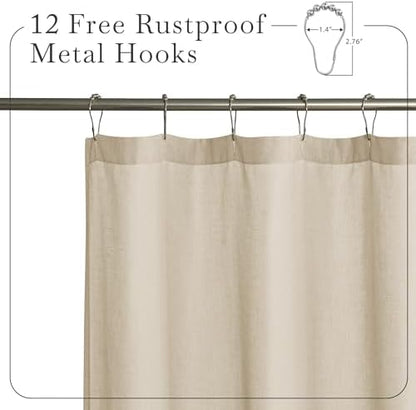KGORGE Linen Blend Semi-Sheer Shower Curtains Lightweight for Bathroom