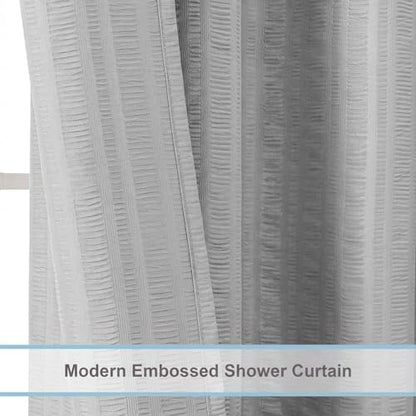 Aiyufeng Moga Light Gray Fabric Shower Curtains for Bathroom - Hotel Spa Polyester Cloth Bath Curtain with 12 Holes, 72x72, Machine Washable, Light Gray