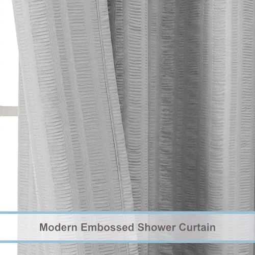 Aiyufeng Moga Light Gray Shower Curtain, 3D Design Fabric Shower Curtains, Premium Spa Quality Modern Shower Curtains for Bathroom, 36"x72", Light Gray