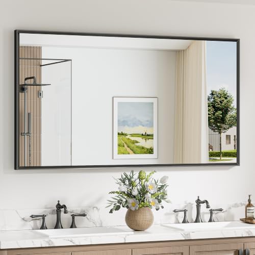 Keonjinn 55 x 30 Inch Black Large Bathroom Mirrors for Over Sink