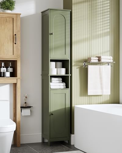 HAIOOU Tall Narrow Bathroom Storage Cabinet with Light for Small Spaces