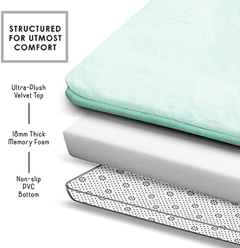 Clara Clark 3 Piece Bathroom Rugs Bath Mat Set, Velvet Memory Foam Bath Mats for Bathroom - Non-Slip, PVC Backing Bath Rugs, Washable - Dries Quickly, Blue