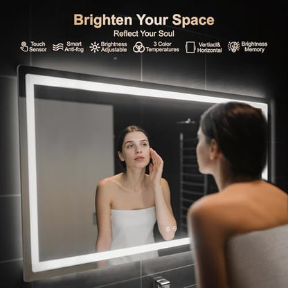 Delma 30x55 LED Bathroom Vanity Mirror with Lights, Anti-Fog, Dimmable