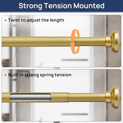 ENJOYBASICS 1" Gold Shower Curtain Rod, 30-52" Adjustable, Secure Tension
