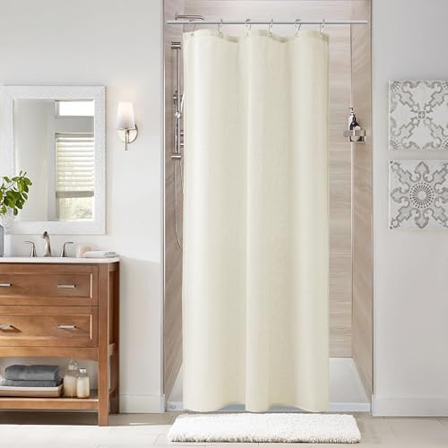 Naturoom Linen Shower Curtain 36x72 Inch for Bathroom Ivory 1 Panel