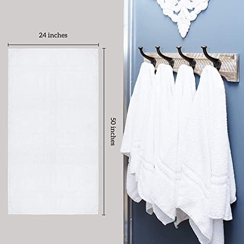 GREEN LIFESTYLE Bath Towels 24" x 50" 48 Pack - White Large Bath Towels, Soft Absorbent Thick Towels for Hotel, Spa, Gym and Bathroom Use, Cotton Blend Bulk Towel Set