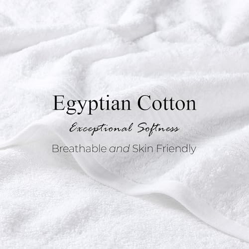SUPERIOR Egyptian Cotton Bath Towel Set, Home Bathroom Towels, Master, Guest Bath, Decor Essentials, Quick Dry, Absorbent, Large Body Towels, Spa, Hotel, Resort, Adult, Kids, Set of 2, White