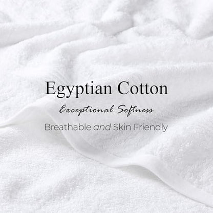 SUPERIOR Egyptian Cotton Bath Towel Set, Home Bathroom Towels, Master, Guest Bath, Decor Essentials, Quick Dry, Absorbent, Large Body Towels, Spa, Hotel, Resort, Adult, Kids, Set of 2, White
