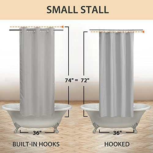 River Dream No Hook Stall Shower Curtain or Liner Microfiber Grey, 36x74