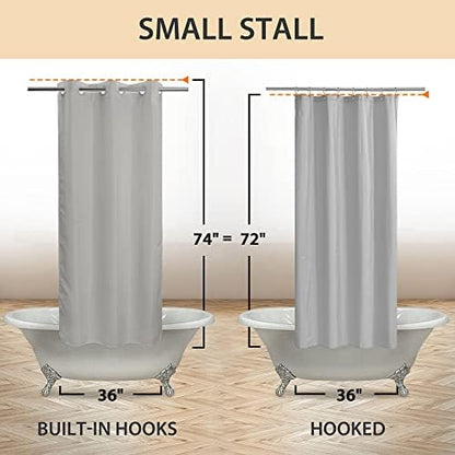River Dream No Hook Stall Shower Curtain or Liner Microfiber Grey, 36x74