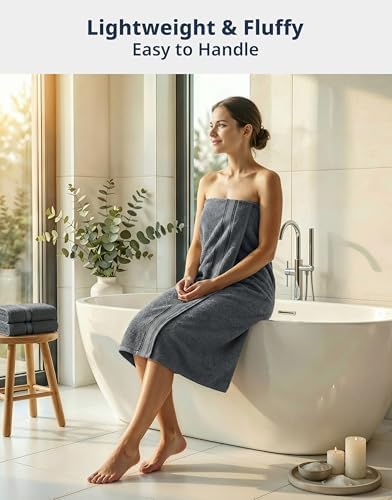 LANE LINEN Bath Towel Set 100% Cotton 4 Piece Soft Absorbent - Cool Grey