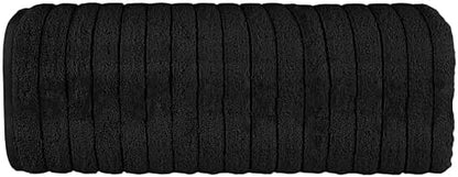 Elegant Comfort 100% Turkish Cotton Corduroy Ribbed Luxury Jumbo Bath Towel Ultra Soft - 35 x 70 Inch - Luxury Spa Premium Hotel Quality Highly Absorbent and Quick Dry Large Bath Towel, Black