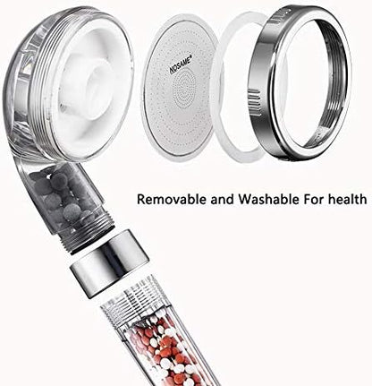 Nosame® Shower Head with Hose, Filter Filtration High Pressure Water Saving 3 Mode Function Spray Handheld Showerheads for Dry Skin & Hair