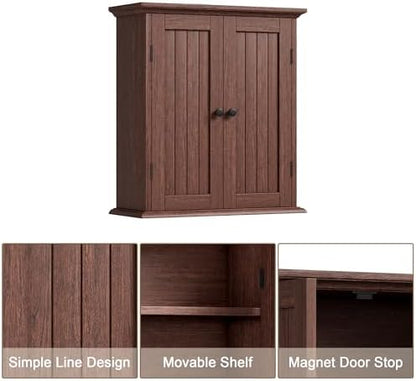 ChooChoo Bathroom Wall Cabinet with 2 Doors, Over The Toilet, Farmhouse