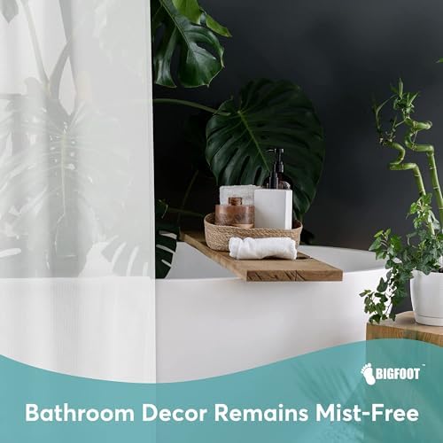 BigFoot Shower Curtain – 72 x 72 PEVA Heavy Duty Shower Curtain with Rustproof Metal Grommet and 3 Magnetic Weights – Odor Free and Compatible with Standard Showers, White