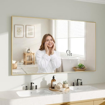 Koonmi Gold Mirrors for Wall, 30x55 Inch Bathroom Mirror, Rectangular Wall Mirror for Living Room Bedroom Bathroom, Hangs Horizontally or Vertically