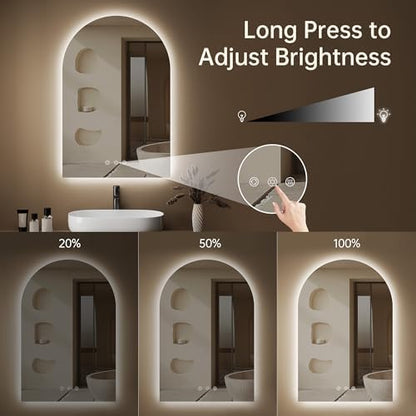 24"x36" Arched LED Lighted Bathroom Mirror with Lights