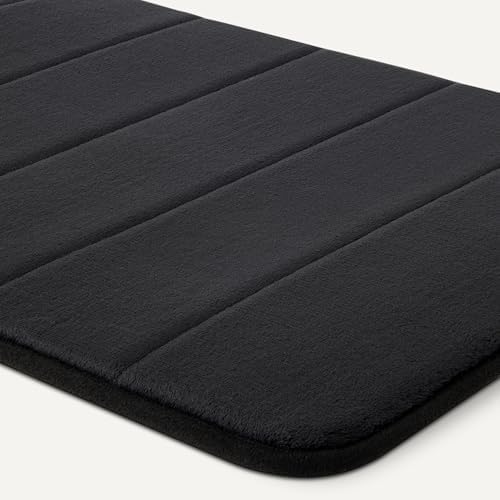 Amazon Basics Absorbent & Fast Dry Plush Memory Foam Bath Mat, 17 x 24 in, Black