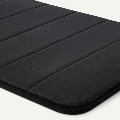 Amazon Basics Absorbent & Fast Dry Plush Memory Foam Bath Mat, 17 x 24 in, Black