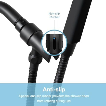 OFFO Shower Head Holder for Handheld Shower Head, Adjustable Shower Arm Mount for Connecting Shower Arm and Shower Hose, 1/2 Inch IPS Female Inlet and Male Outlet, Matte Black Finish