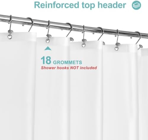 Mrs Awesome Extra Wide Frosted Shower Curtain Liner with 8 Magnets 108x72