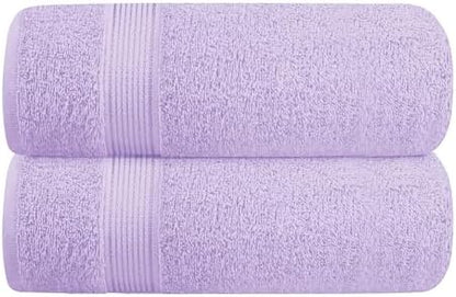 Belizzi Home Cotton 2 Pack Oversized Bath Towel Set 28x55 inches, Large Bath Towels, Ultra Absorbant Compact Quickdry & Lightweight Towel, Ideal for Gym Travel Camp Pool - Dark Purple