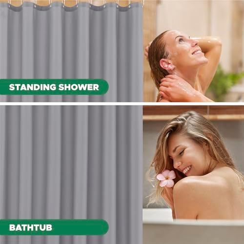 Fabric Shower Curtain Liner 72"Wx84"L-Silver Grey Extra Long Shower Liners