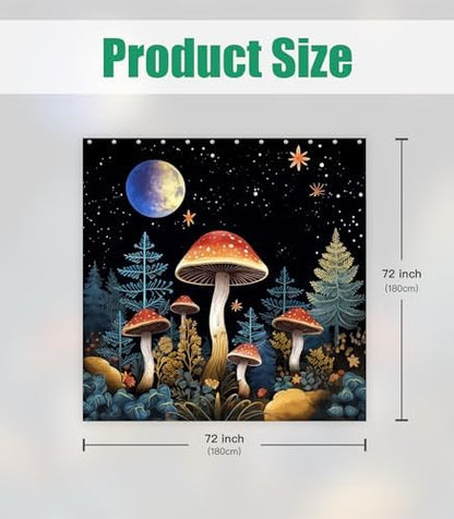 Bathroom Shower Curtain Cute Cortinas para Baño 72 x 72, Mushroom